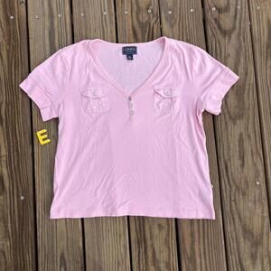 Chaps Baby Pink Y2K Tee ✿ Size XL